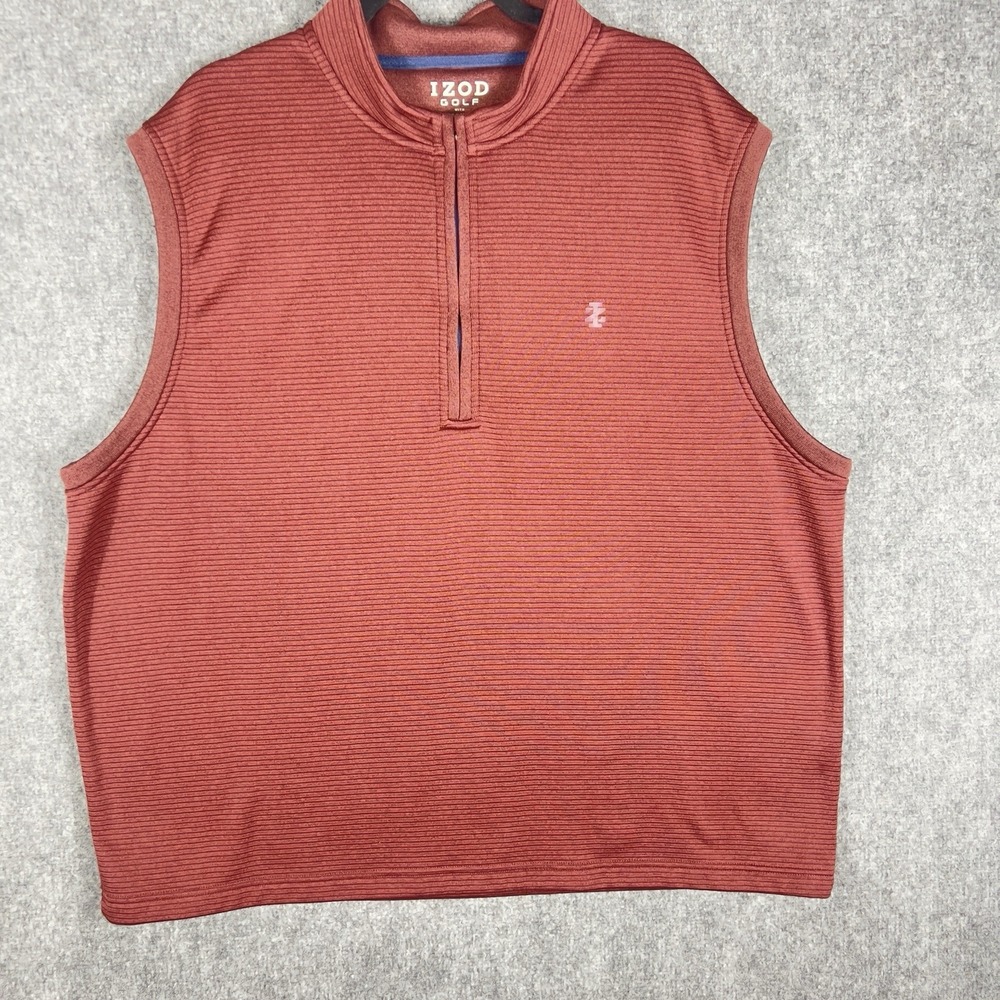 IZOD Golf Hydra Shield Vest Mens XXL Quarter Zip Performance Pullover Red